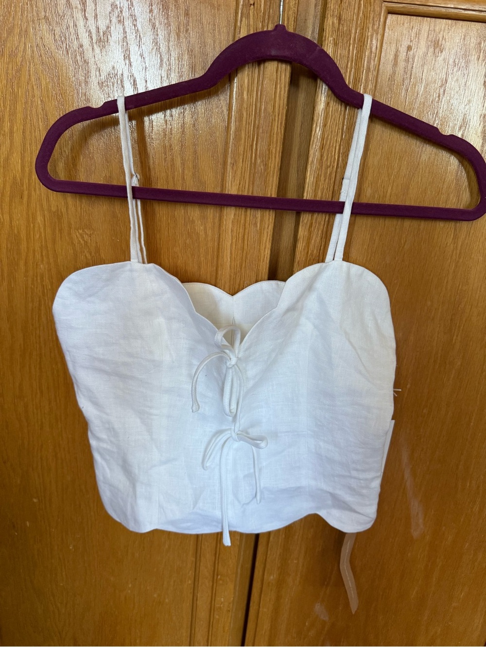 NWT Reformation Doppio White Linen Tie-Front Cami Top size 4